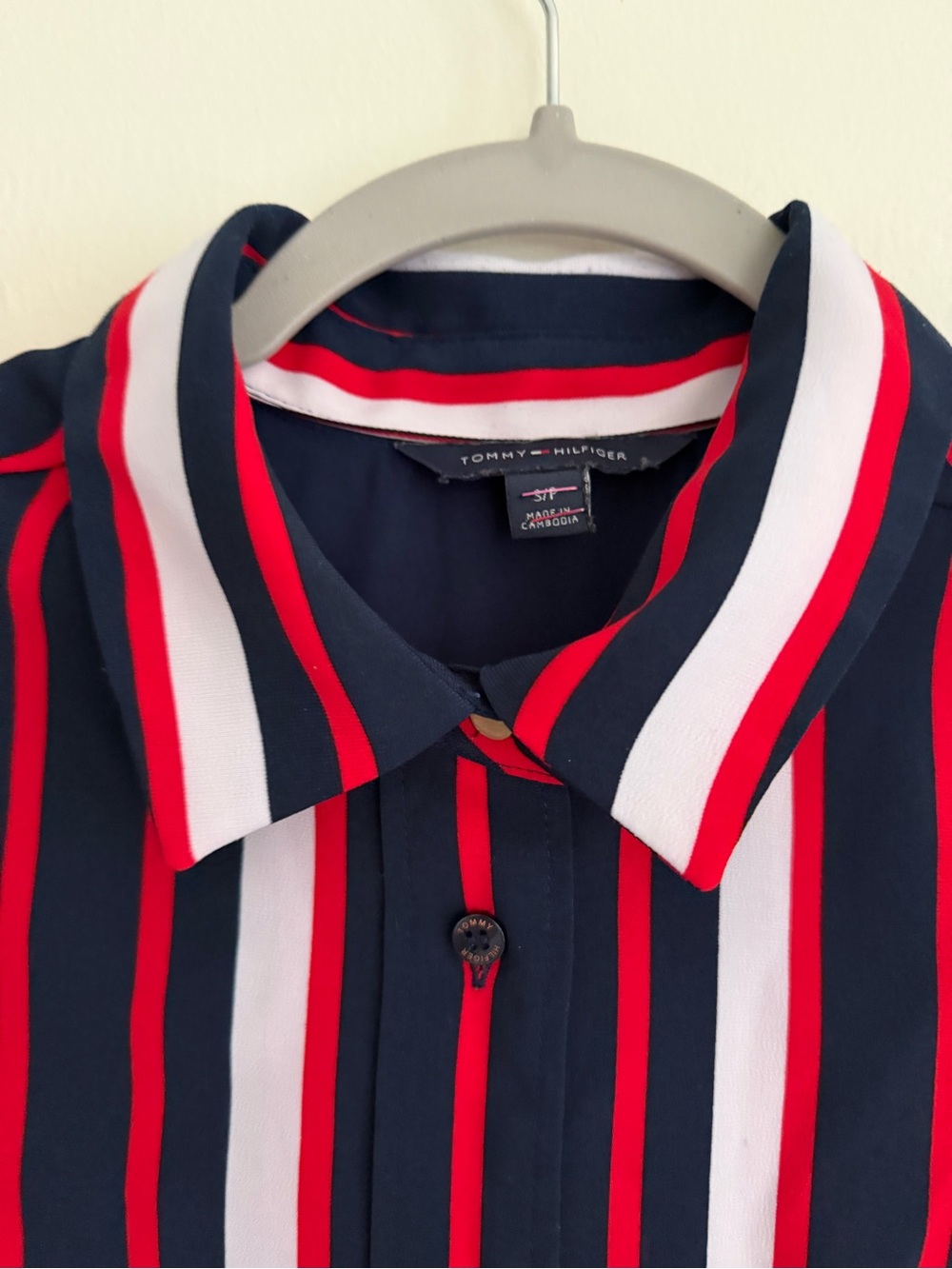 TOMMY HILFIGER Shirt Dress w/Tie Belt - Women’s Size Small/P - Red/White/Blue - Picture 3 of 15